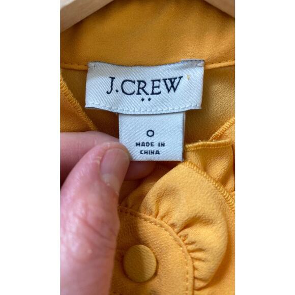J. Crew Women's Size 0 Golden Yellow Ruffle Neck Sleeveless Popover Top - Picture 3 of 6